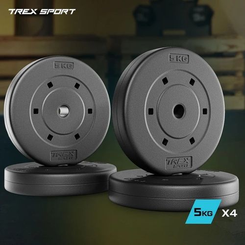 Zestaw obciążeń 4x5kg talerz obciążenie bitumiczne krążek 20kg Trex Sport na Arena.pl
