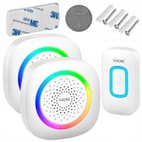 DZWONEK BEZPRZEWODOWY 2 ODBIORNIKI DO DRZWI NA BATERIE LED RGB WODOODPORNY