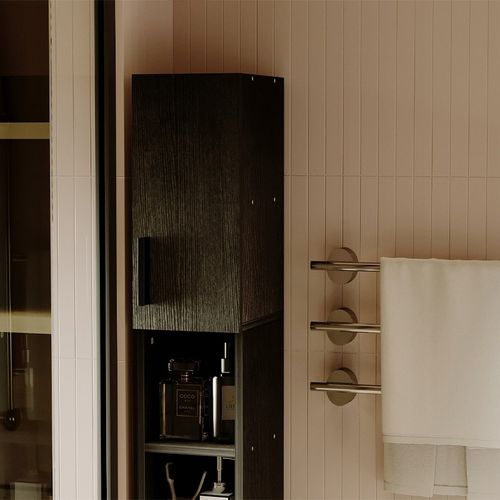 Regał Łazienkowy Stojący Szafa Czarny Loft Szafka Półka Słupek Wysoki 182cm na Arena.pl