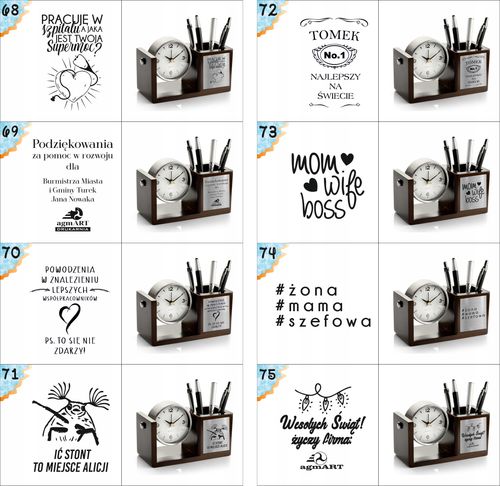 Nowoczesny przybornik z zegarem z Twoim tekstem imieniem DLA KSIĘGOWEJ na Arena.pl