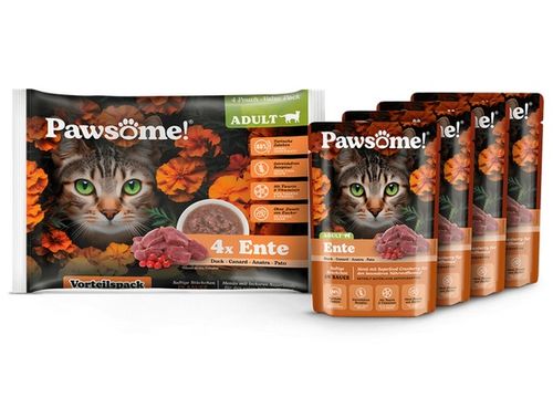 Naturalna karma dla kotów bez cukru i zbóż - Pawsome z kaczką w sosie 4x85g na Arena.pl