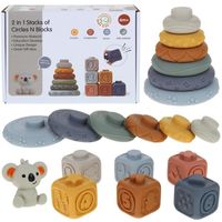 klocki sensoryczne gumowe miękkie koala wieża montessori piramida