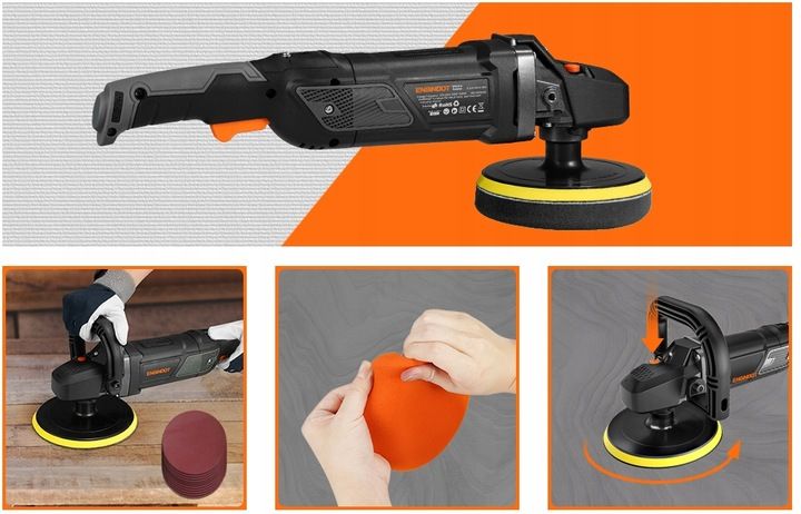 Profesjonalna POLERKA SAMOCHODOWA Z REGULACJĄ OBROTÓW z LCD + 20 AKCESORIÓW zdjęcie 8