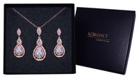 KOMPLET kolczyki naszyjnik różowe złoto wytworny KOKONET 8-0433 + 8-0463