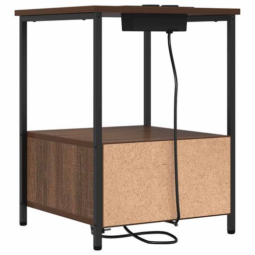 Nocna szafka z stacją ładującą z szufladą 2 pcs Brązowy dąb na Arena.pl