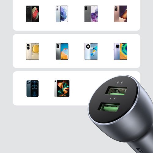 Szybka ładowarka samochodowa 2x USB 36W Quick Charge SCP FCP AFC szary na Arena.pl