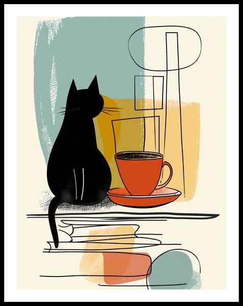 Plakat 50x65cm Kot i Kawa zdjęcie 3