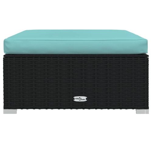 Podnóżek ogrodowy z poduszką, czarny, 70x70x30 cm, polirattan na Arena.pl