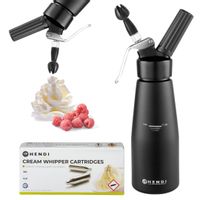 SYFON DO BITEJ ŚMIETANY DEKORATOR 0,5L CZARNY + NABOJE N2O 50 SZTUK HENDI