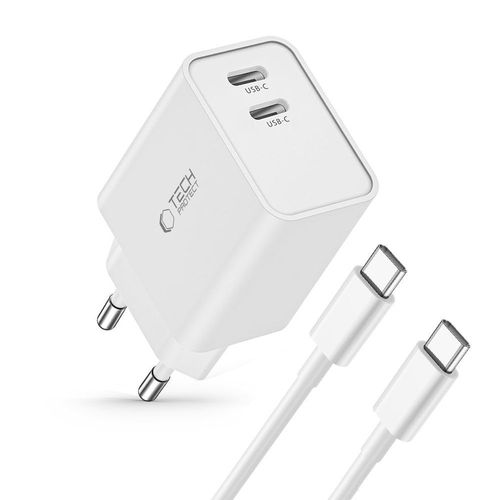 TECH-PROTECT C35W 2-PORT NETWORK CHARGER PD35W + TYPE-C CABLE WHITE na Arena.pl