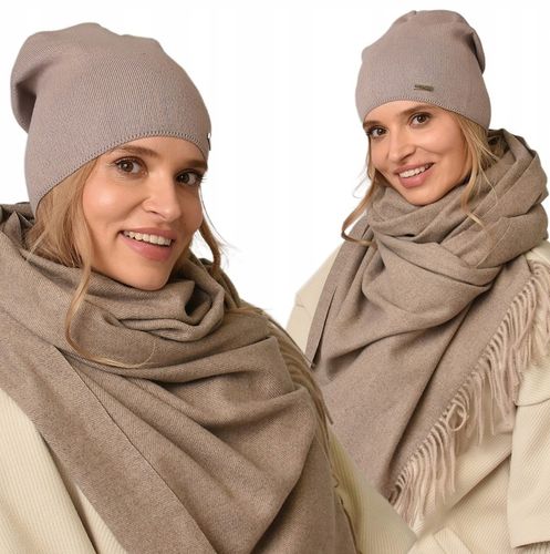 Jesienna CZAPKA damska nakrycie głowy polski producent latte gładka V3 na Arena.pl