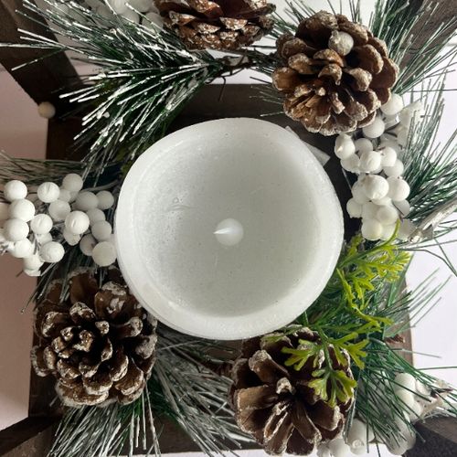 Lampion Drewniany Świąteczny Latarenka Ze Świecą Znicz TIMER 32cm na Arena.pl