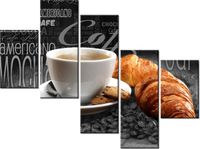 100 75CM OBRAZ 5 ELEM CZARNA KAWA ŚCIENNY