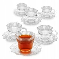 6x Filiżanka ze spodkiem kawy herbaty szklane Altom Design Vivienne 200 ml