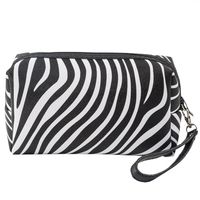 kosmetyczka rozkładana czarna wzór zebra  kuferek ks49