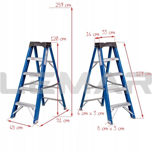 Drabina z włókna szklanego 5 stopniowa LEMAR na Arena.pl