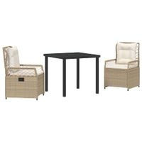 Zestaw do jadalni w ogrodzie 3 pcs Beżowy polirattan