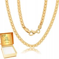 Złoty Naszyjnik 925 Szeroki Gruby Łańcuszek dla Kobiety Złocony Grawer