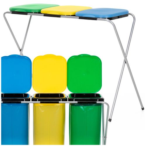 Stelaż na trzy worki do segregacji odpadów, stojak z pokrywami na śmieci na Arena.pl