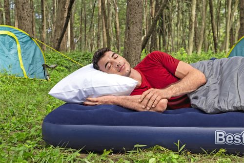 Dmuchany Materac Turystyczny Do Spania Flokowany Bestway 188X99X22Cm na Arena.pl