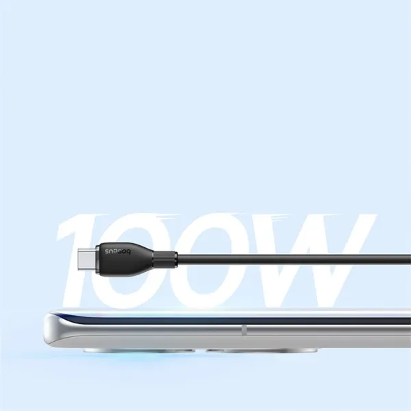 kabel baseus pudding series 100w usb-a - usb-c 2m - czarny zdjęcie 11
