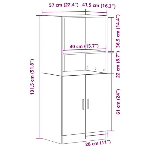 Szafka kuchenna, stare drewno, 57x41,5x131,5 cm na Arena.pl