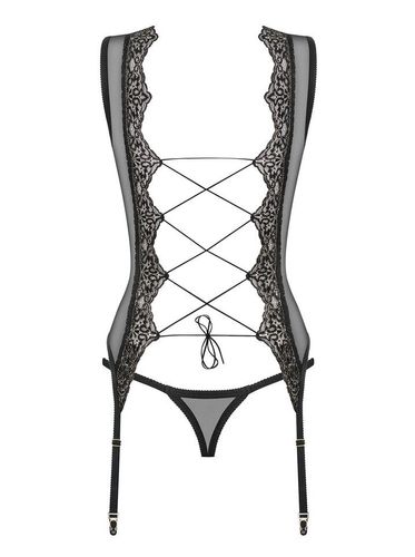 Prześwitujący Gorset i Stringi - Obsessive Meshlove  L/XL na Arena.pl