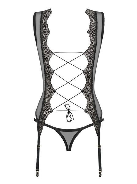 Prześwitujący Gorset i Stringi - Obsessive Meshlove  L/XL zdjęcie 4