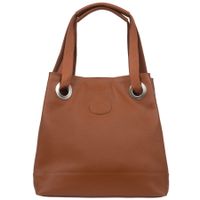 VERA PELLE torebka skórzana shopper z parcianymi rączkami V528 camel