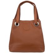 VERA PELLE torebka skórzana shopper z parcianymi rączkami V528 camel