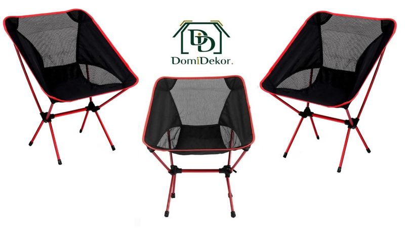 KRZESŁO TURYSTYCZNE SKŁADANE WĘDKARSKIE KEMPINGOWE CZERWONE zdjęcie 11