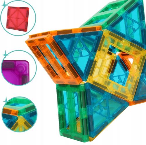 DUŻE KLOCKI MAGNETYCZNE KONSTRUKCYJNE KAFELKI 70 el Rainbow Magnetic Tiles na Arena.pl
