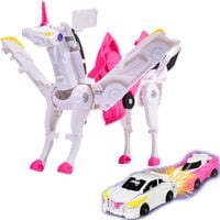 Magnetyczna zabawka samochód - dinozaur jednorożec 2w1 Różowy