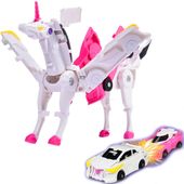 Magnetyczna zabawka samochód - dinozaur jednorożec 2w1 Różowy