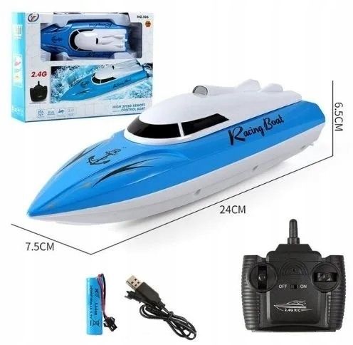 ŁÓDŹ ŁÓDKA MOTORÓWKA NA RADIO Z ŁADOWARKĄ USB ZDALNIE STEROWANA RC + PILOT na Arena.pl