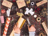 10x PUDEŁKO PREZENTOWE OPAKOWANIE ŚWIĄTECZNE 200x200x85 mm CHOINKI Zestaw