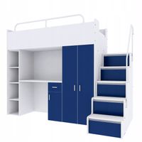 Łóżko piętrowe JSM4 90x200 materac kieszeniowy K2 granatowy mat