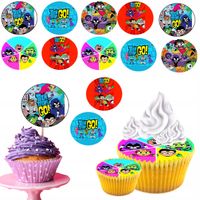 OPŁATEK na BABECZKI MUFFINKI zestaw na urodziny 12szt. - TEEN TITANS BAJKA