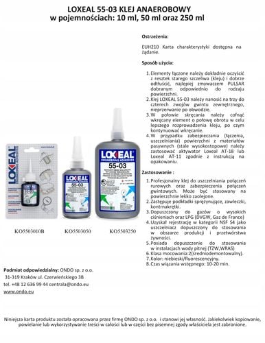 KLEJ DO GWINTÓW NIEBIESKI DO USZCZELNIANIA ŚRUB LOXEAL 55-03 250 ml na Arena.pl