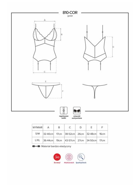 810-COR gorset i stringi – biały – czarująco kobiecy Obsessive L/XL zdjęcie 5