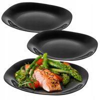 TALERZ OBIADOWY PŁYTKI 28 cm ZESTAW TALERZY 3 szt KOMPLET CZARNY TALERZE