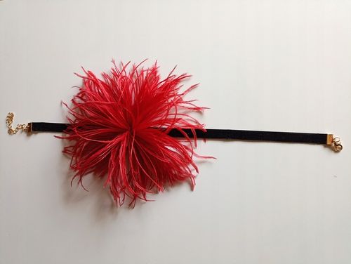 Choker , naszyjnik strusie pióra, Broszka na Arena.pl