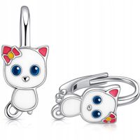 Kolczyki srebrne kotki dla dziewczynki srebro próba 925 angielskie