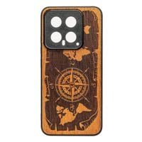 Drewniane Etui Bewood na Xiaomi 14 RÓŻA WIATRÓW MERBAU