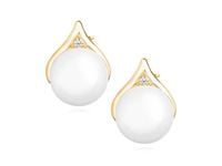 Delikatne pozłacane srebrne kolczyki łezki perły perełki cyrkonie srebro 925 Z1190E_G
