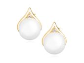 Delikatne pozłacane srebrne kolczyki łezki perły perełki cyrkonie srebro 925 Z1190E_G