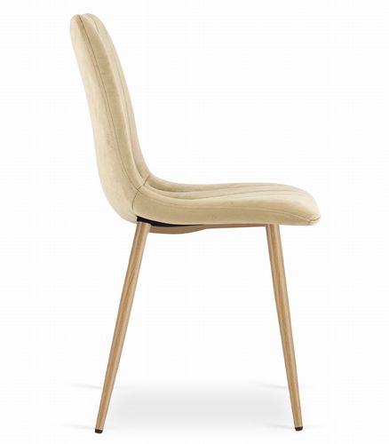Krzesło LAVA - beż aksamit / nogi kolor drewna x 4 na Arena.pl