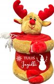 Pluszowy renifer z kocem z haftem personalizowany PREZENT NA MIKOŁAJKI