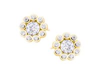 DELIKATNE OKRĄGŁE POZŁACANE SREBRNE KOLCZYKI KWIATKI FLOWERS BIAŁE CYRKONIE