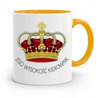 Kubek Żółty Dla Kierownika Jego Wysokość Kierownik Z Nadrukiem Ze Zdjęciem